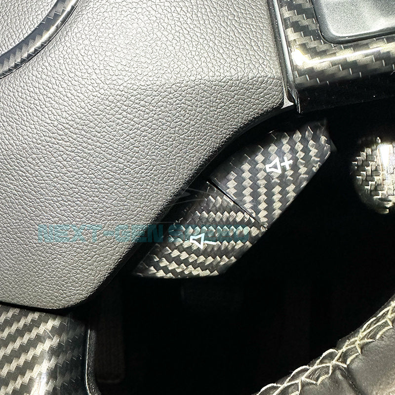 2016 - 24 Camaro Carbon Fiber Steering Volume / Fav Button Covers (Black/Red)