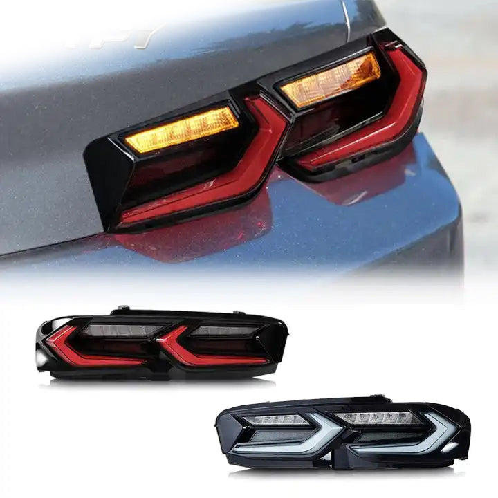 2019 - 24 Camaro C8 Style Smoked/Red Sequential LED Tail Lights