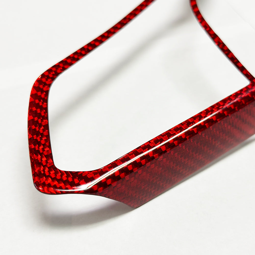 C8 Corvette Carbon Fiber Steering Wheel Chrome Button Trim Covers | Black/Red/Blue
