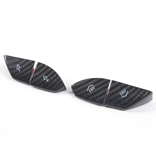 2016 - 24 Camaro Carbon Fiber Steering Volume / Fav Button Covers (Black/Red)