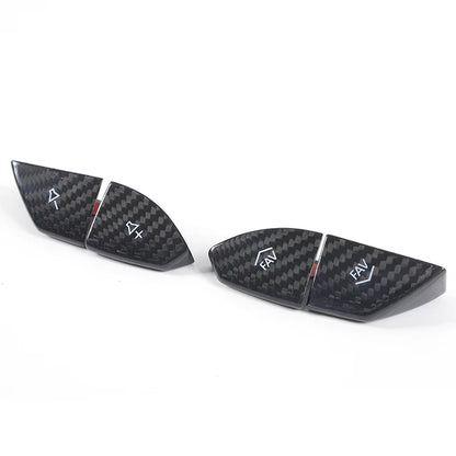 2016 - 24 Camaro Carbon Fiber Steering Volume / Fav Button Covers (Black/Red)