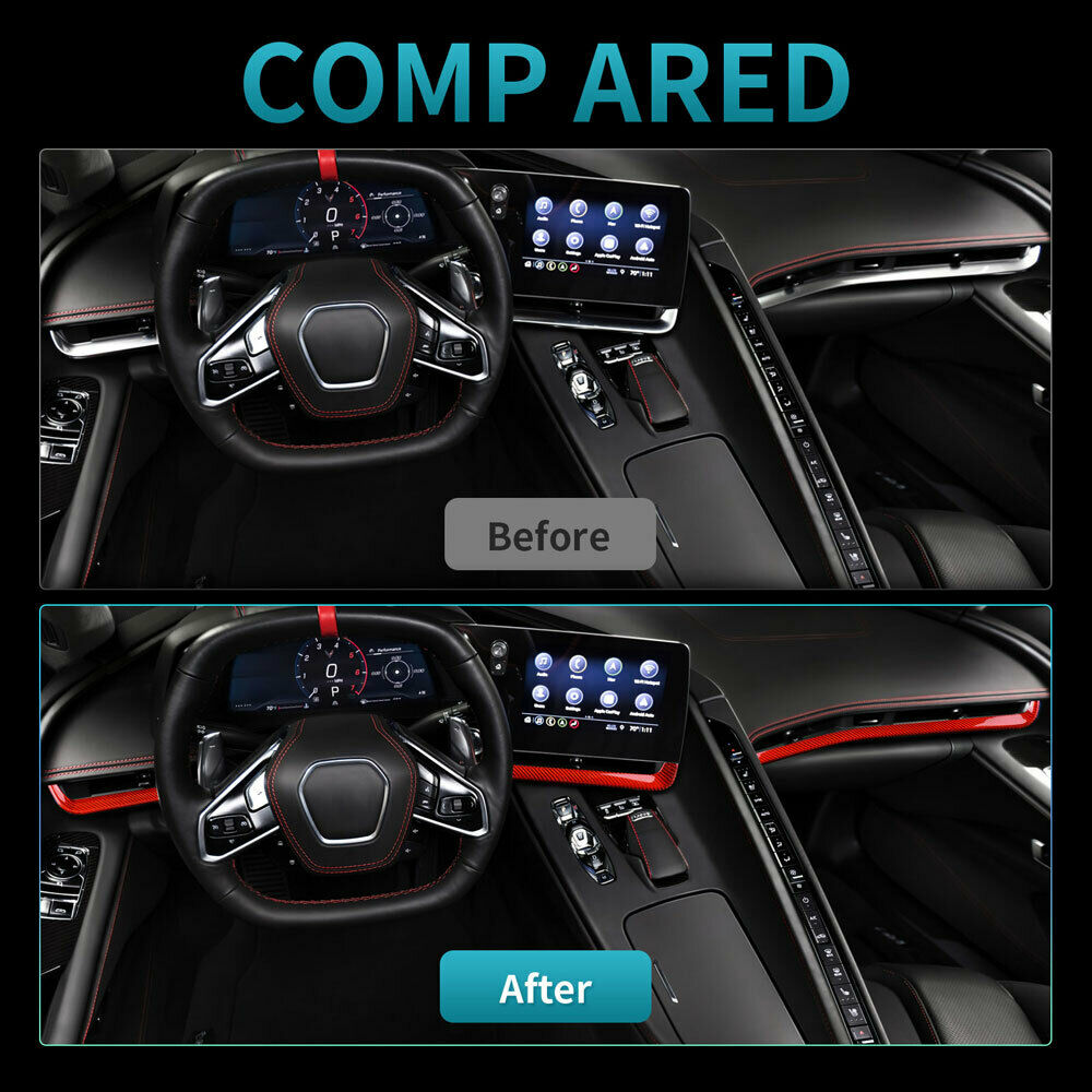 C8 Corvette Carbon Fiber Interior Dash Trim Kit 3PC - (Black / Red / Blue / Forged) | Stingray / Z06 / E-Ray