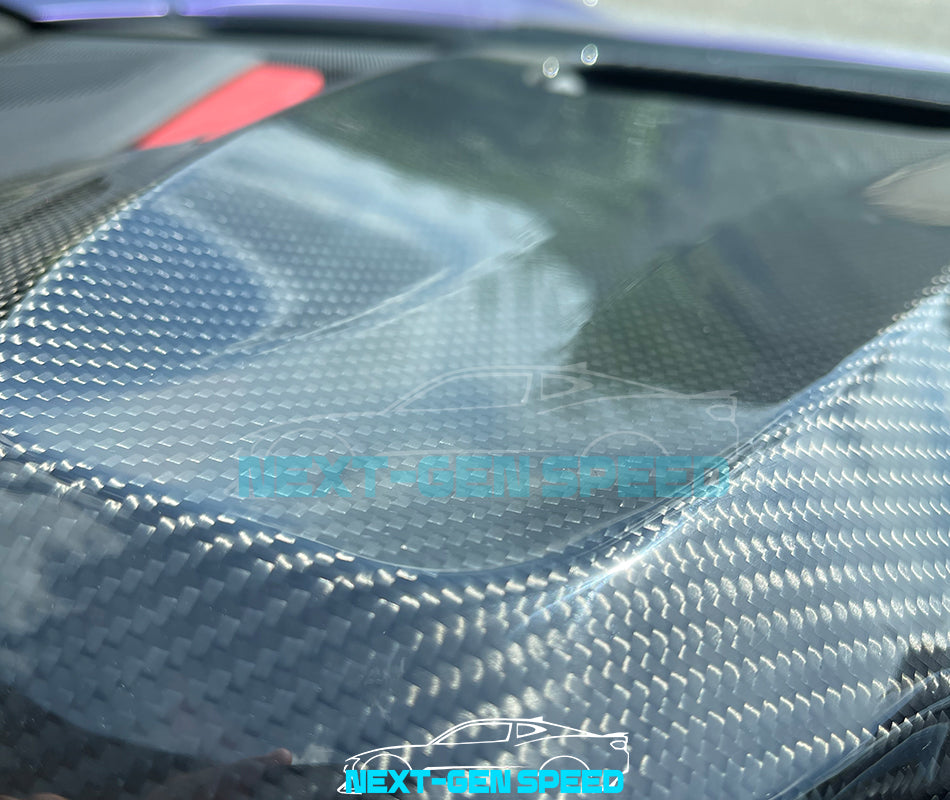 C8 Corvette Carbon Fiber Upper Dash Pad Cover | Black / Red