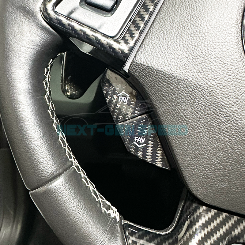 2016 - 24 Camaro Carbon Fiber Steering Volume / Fav Button Covers (Black/Red)