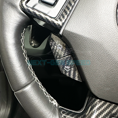 2016 - 24 Camaro Carbon Fiber Steering Volume / Fav Button Covers (Black/Red)
