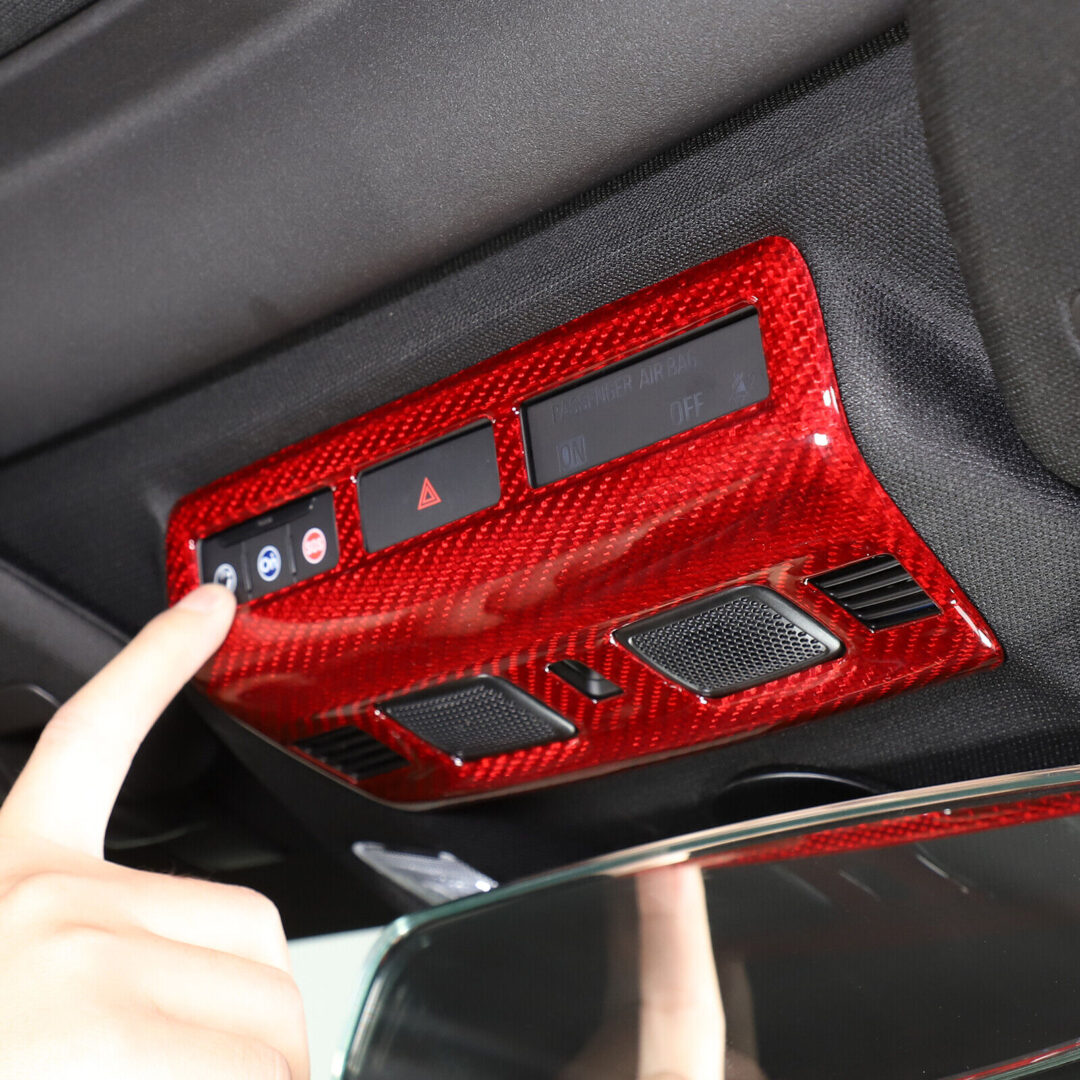 C8 Corvette Carbon Fiber Upper Roof Reading Light Panel Cover - Black / Red / Blue