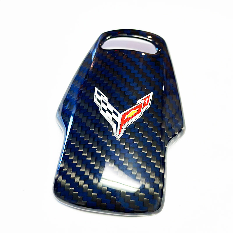 C8 Corvette Carbon Fiber Mode Selector Cover (With/Without Logo) | Black / Red / Blue Carbon
