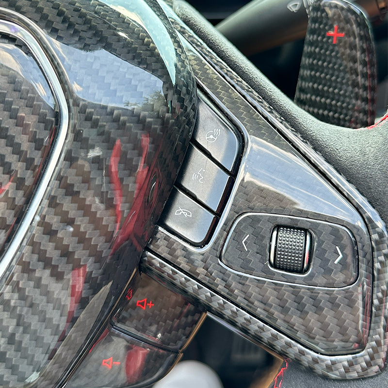 C8 Corvette Carbon Fiber Steering Wheel Cruise/Scroll Button Covers | Red/Blue/White