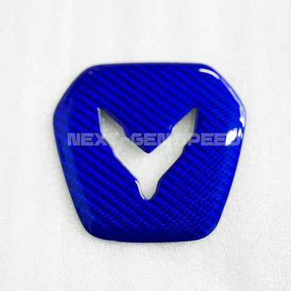 C8 Corvette Hard Carbon Fiber Center Steering Wheel Cover | Black / Red | Blue Carbon