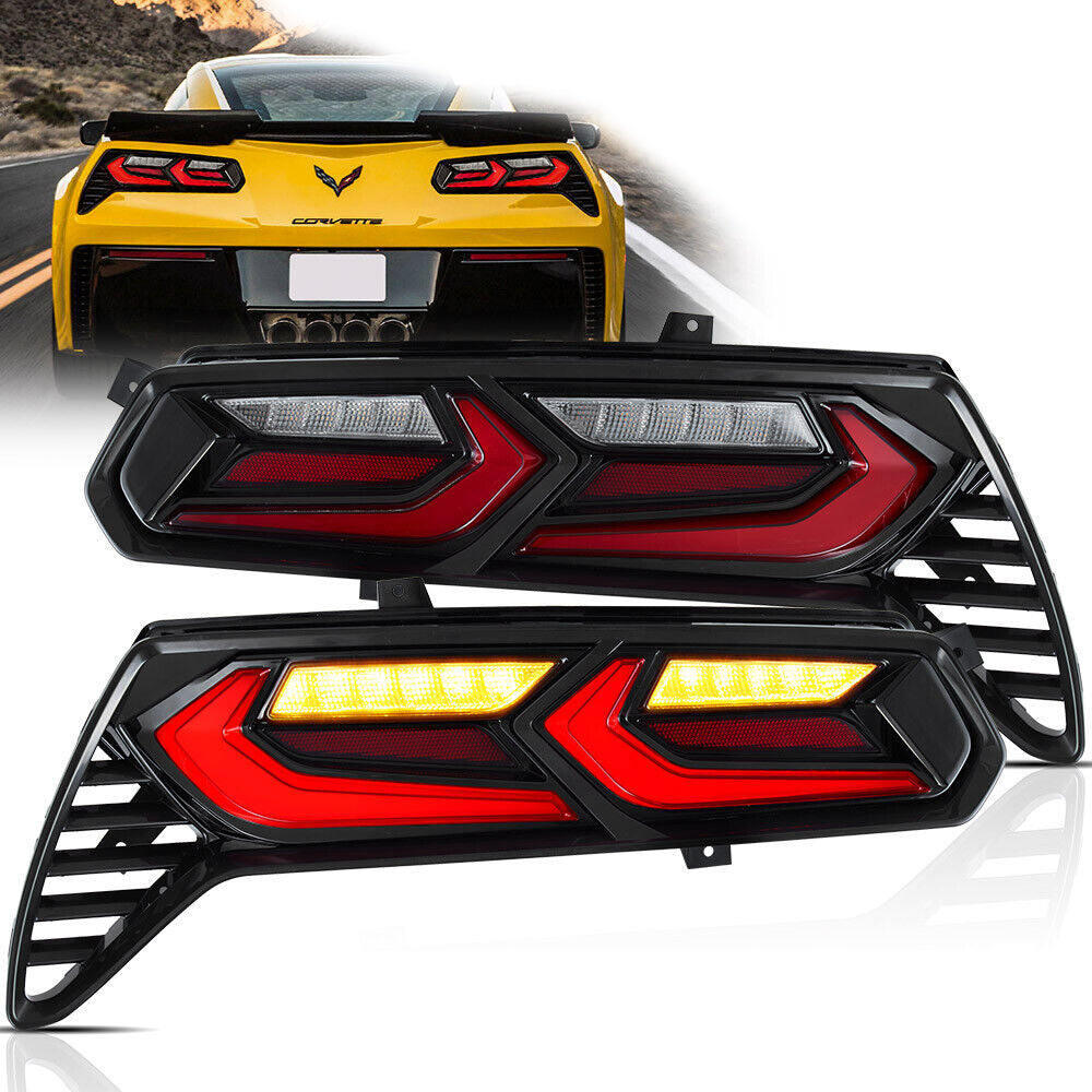 2014-19 C7 Corvette C8 Style Sequential Smoked LED Rear Tail Lights