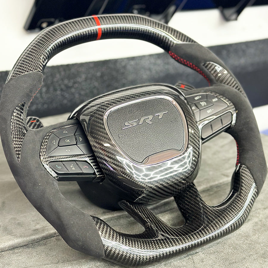 2015-24 Dodge Carbon Fiber Center Steering Wheel Surround Charger / Challenger / Durango Carbon Fiber  | Next-Gen Carbon