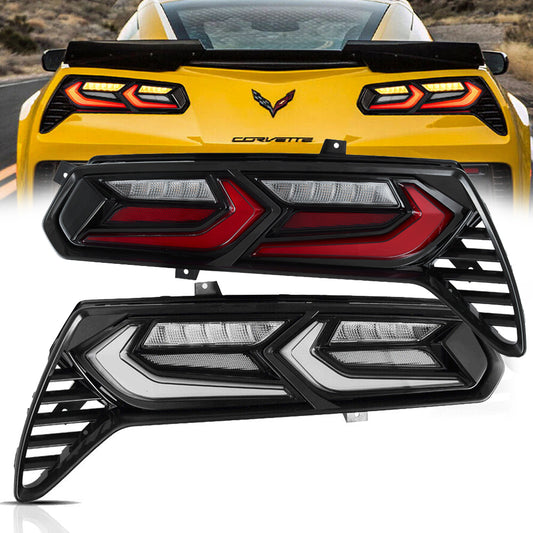 2014-19 C7 Corvette C8 Style Sequential Smoked LED Rear Tail Lights