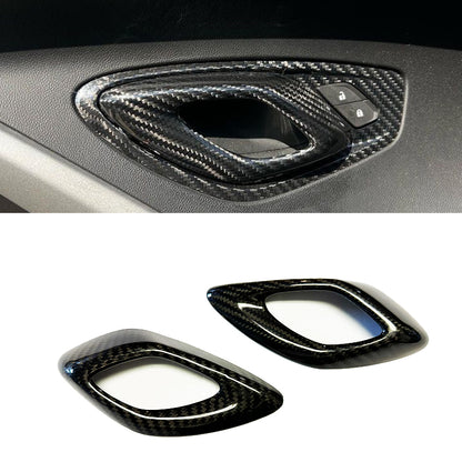 2016 - 24 Camaro Carbon Fiber Interior Door Handle Chrome Delete Covers | Black / Red Carbon