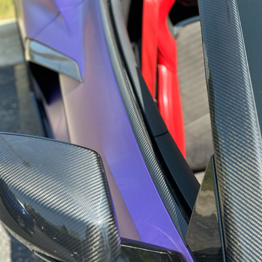 C8 Corvette Carbon Fiber Exterior Lower Window Trim Covers (Coupe/Convertible) | Next-Gen Carbon