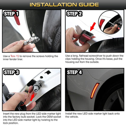 2016 - 24 Camaro Smoked Dual White LED Side Markers