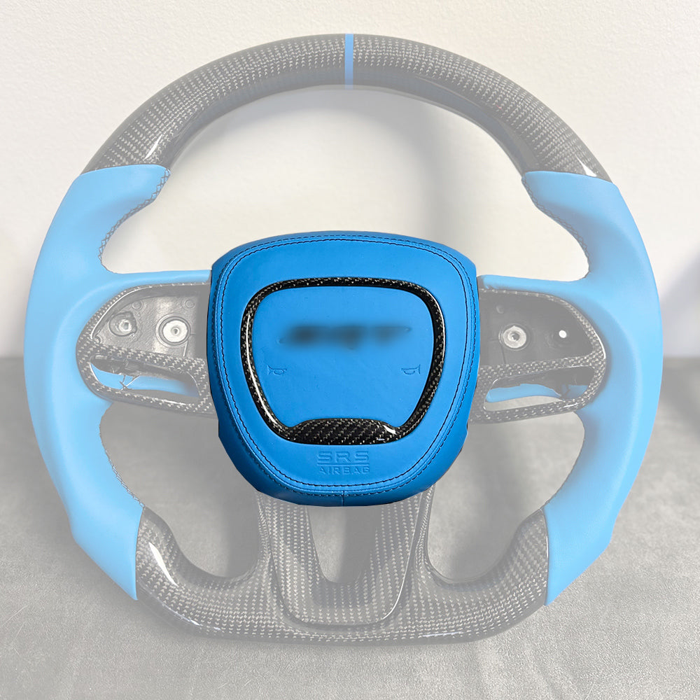 Dodge Customizable Carbon Fiber Steering Wheel Airbag Cover | 2015 - 24 Dodge Charger / Challenger / Track Hawk | Next-Gen Carbon