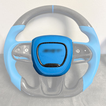 Dodge Customizable Carbon Fiber Steering Wheel Airbag Cover | 2015 - 24 Dodge Charger / Challenger / Track Hawk | Next-Gen Carbon