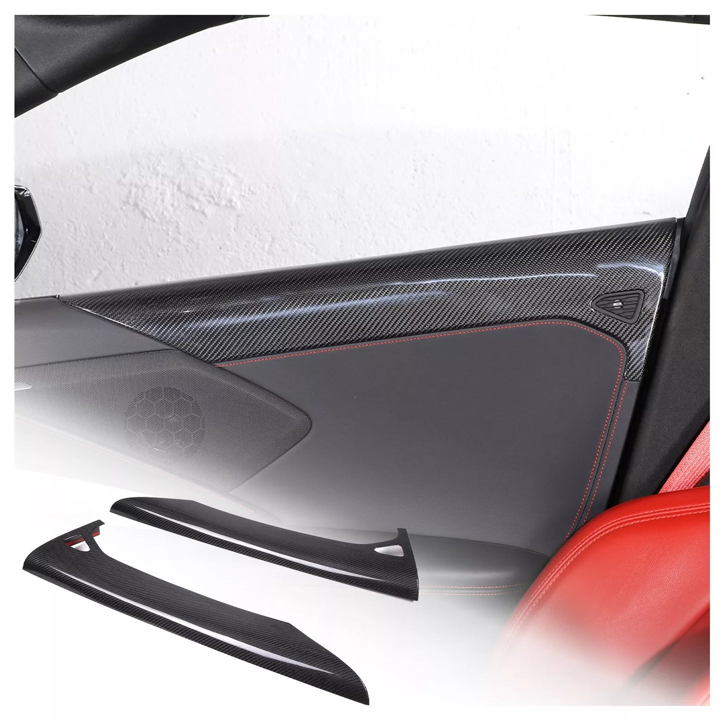 C8 Corvette Carbon Fiber Interior Inner Door Upper Covers | Next-Gen Carbon