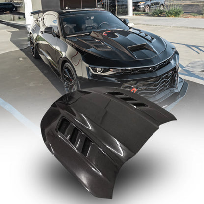 2016 - 24 Camaro Carbon Fiber Terminator Style Hood image 0