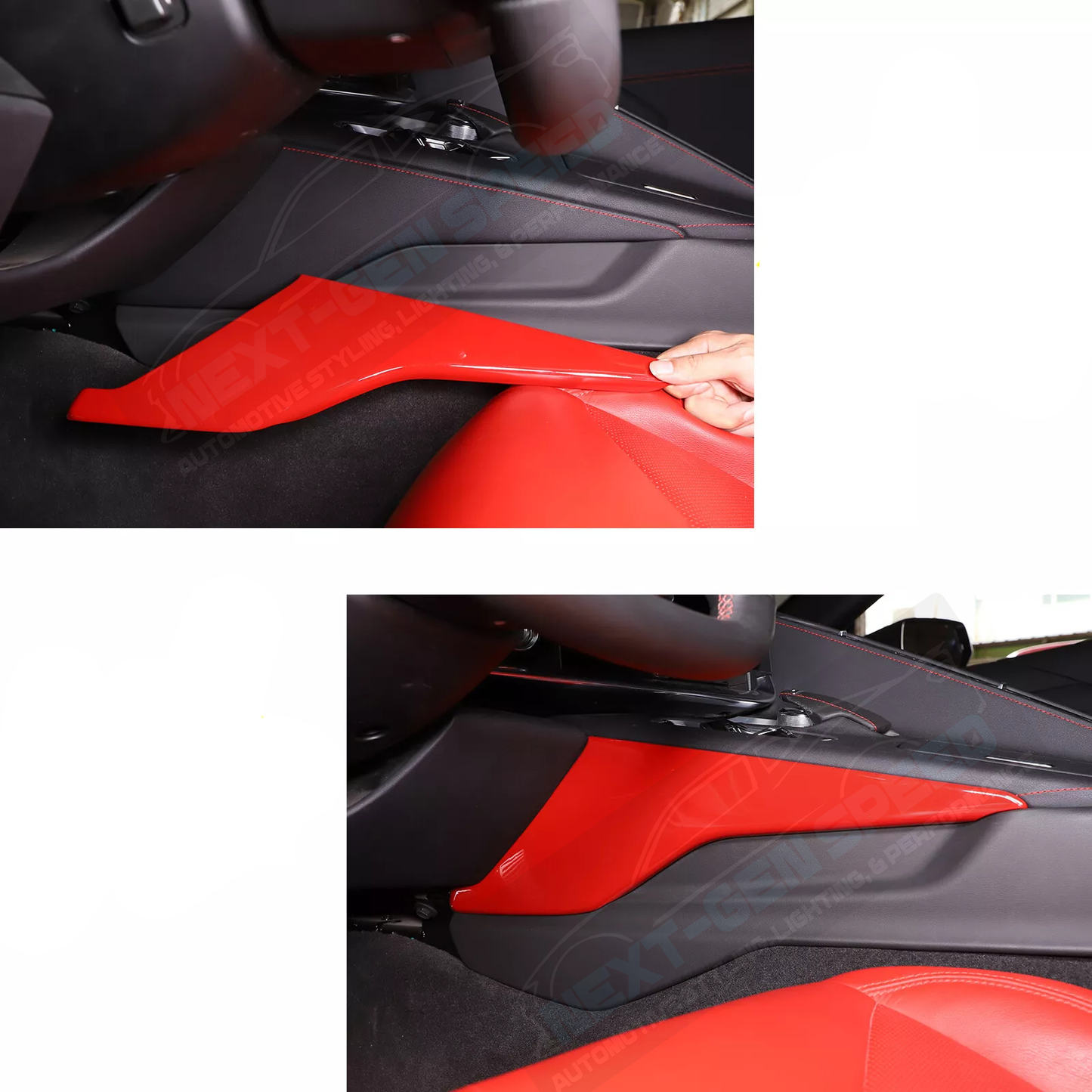 C8 Corvette Red Interior ABS Center Console Side Panel Covers