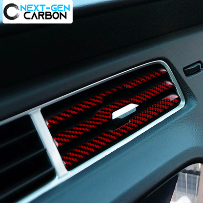 2010 - 12 Camaro Carbon Fiber Center Vent Trim Overlay | Black / Red Carbon