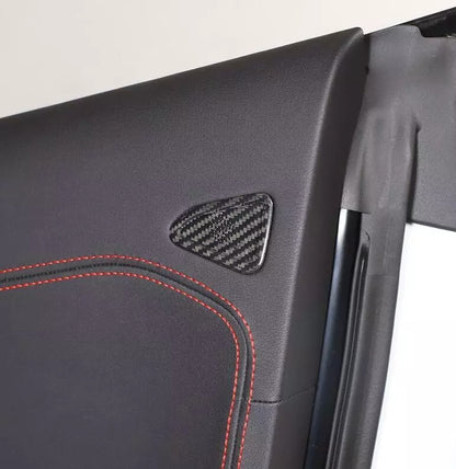 C8 Corvette Carbon Fiber Door Mic Speaker Covers | Black / Red