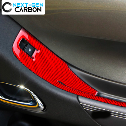 2010 - 12 Camaro Real Carbon Fiber Window Switch Panel Overlays (Coupe/Convertible) | Black / Red Carbon