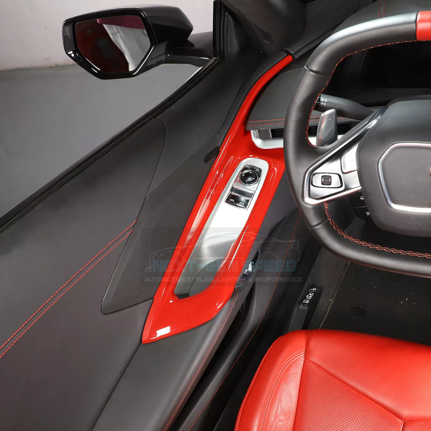 C8 Corvette Red Interior ABS Window Switch Frame Covers