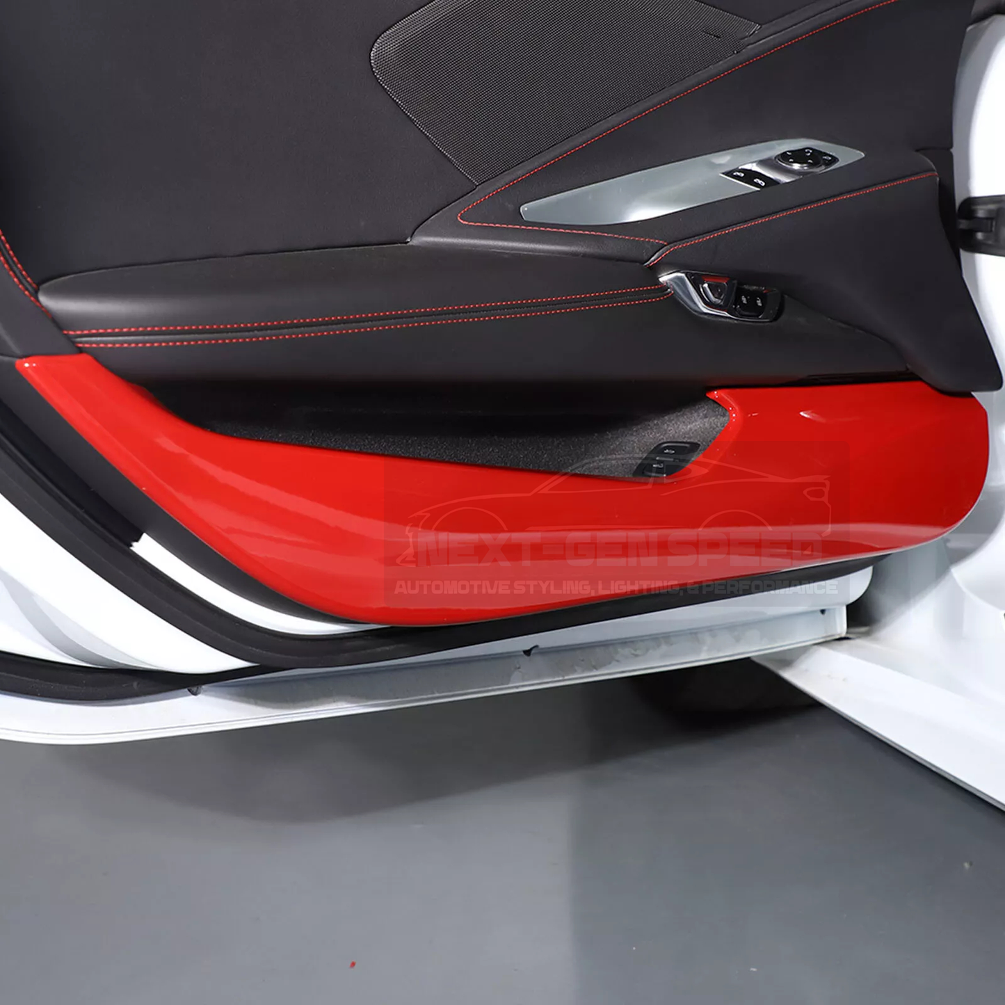 C8 Corvette Red Interior ABS Door Kick Panel Covers