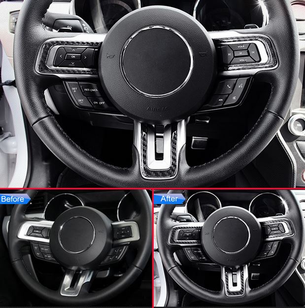 2015 - 23 Mustang Carbon Fiber Steering Wheel Trim Cover Kit