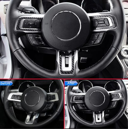 2015 - 23 Mustang Carbon Fiber Steering Wheel Trim Cover Kit