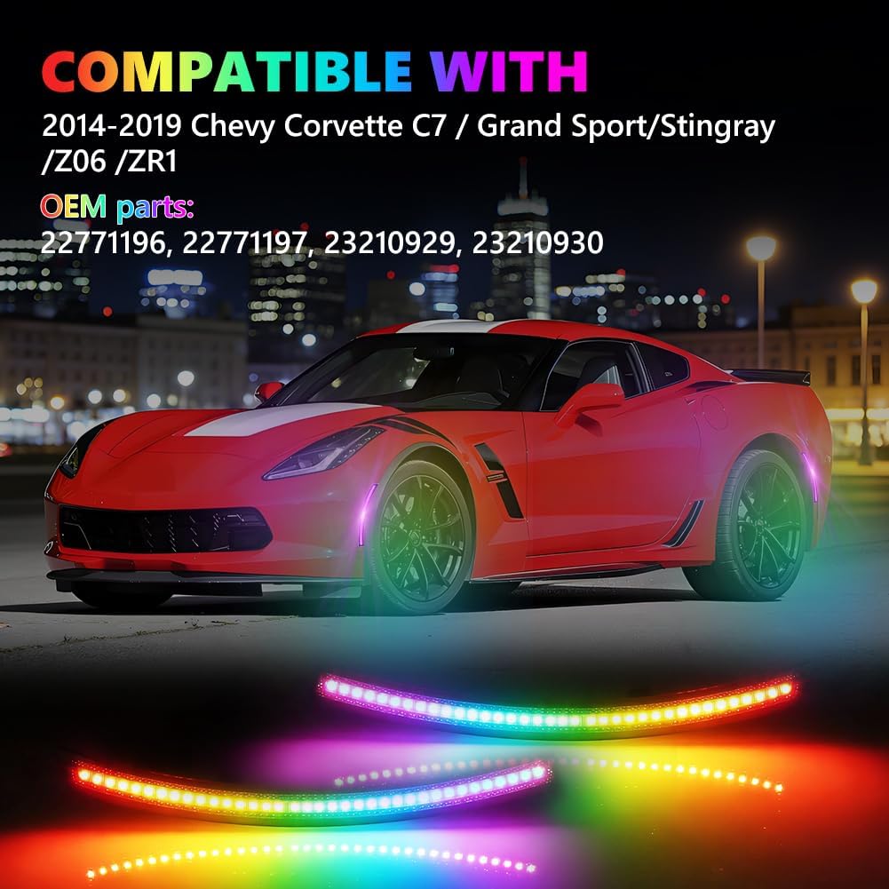 2014 - 19 Corvette C7 Smoked RGB LED Side Markers image 2