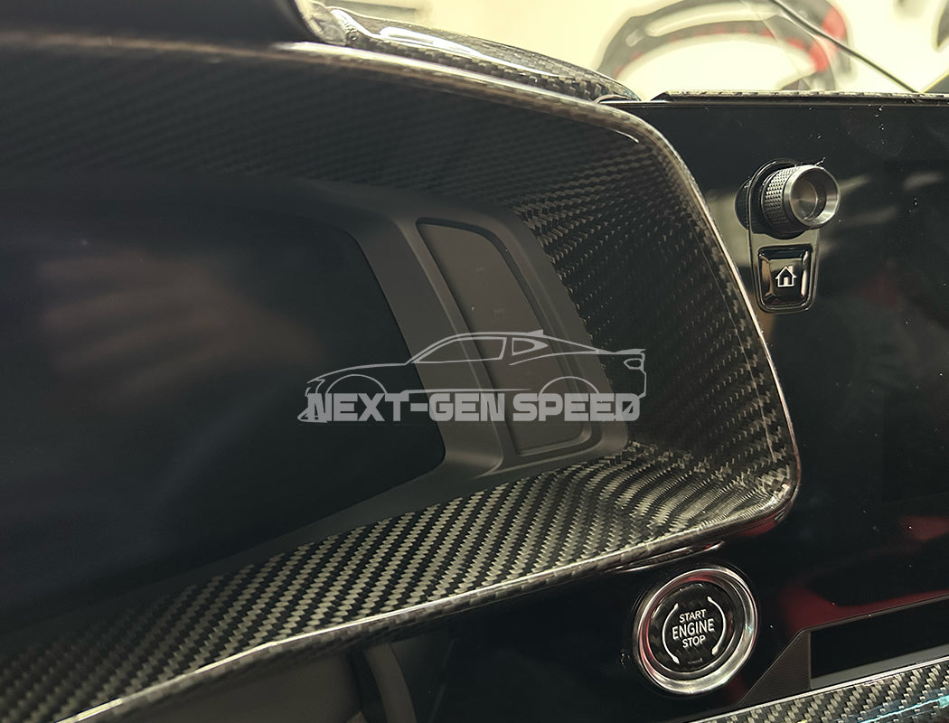 C8 Corvette Carbon Fiber Speedometer Gauge Cluster Interior Cover | Black / Red