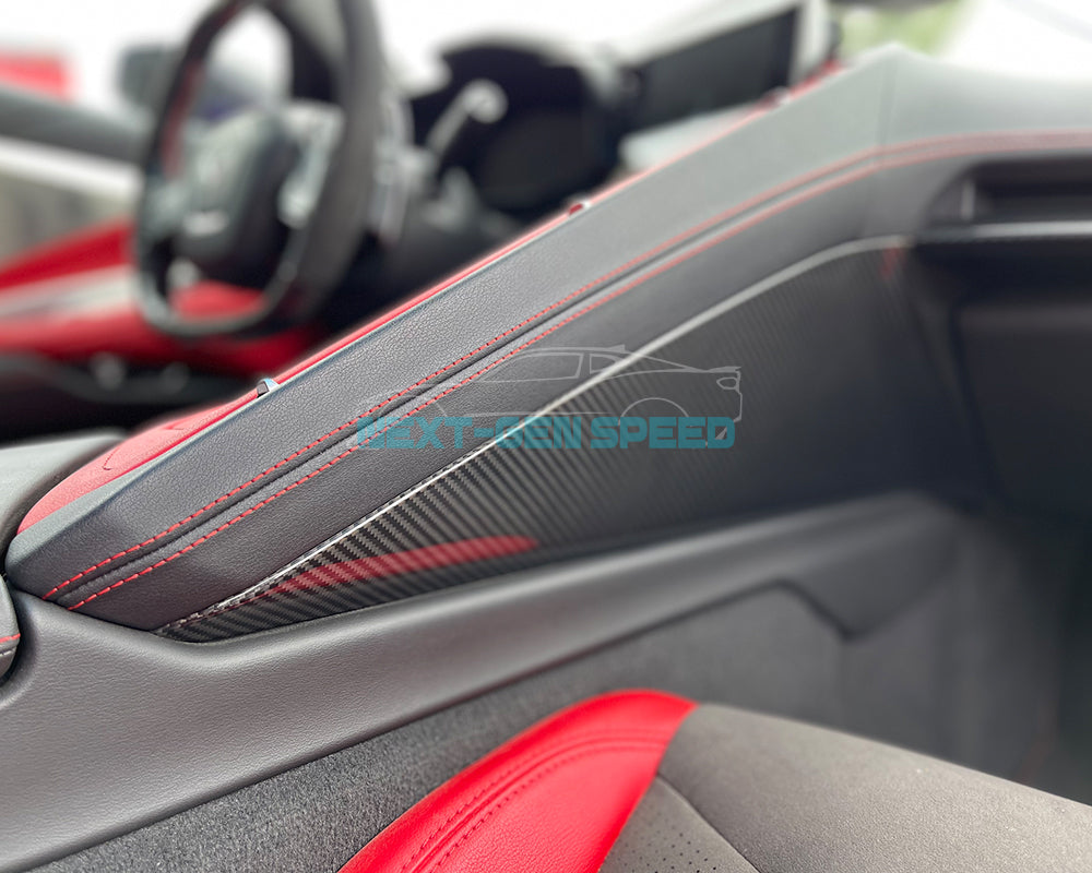 C8 Corvette Carbon Fiber Center Console Side Panel Covers | Next-Gen Carbon