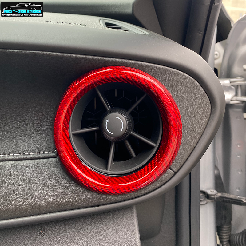 2016 - 24 Camaro Carbon Fiber Interior Air Vent Bezel Ring Covers (Black / Red / Blue)