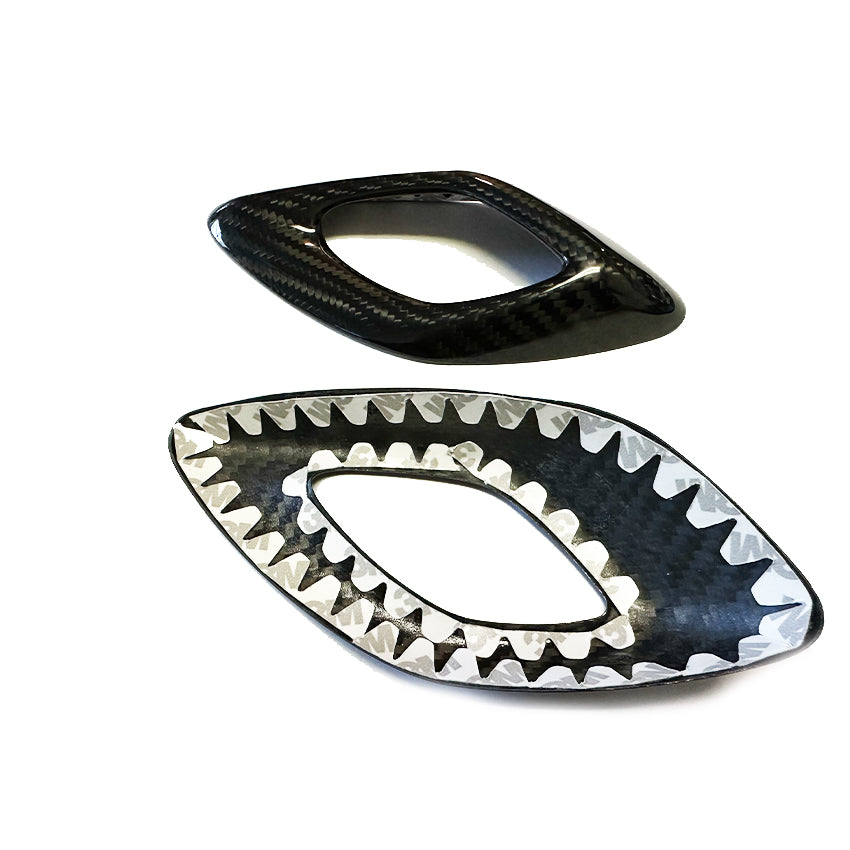 2016 - 24 Camaro Carbon Fiber Interior Door Handle Chrome Delete Covers | Black / Red Carbon