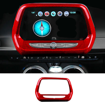 2016 - 24 Camaro Real Carbon Fiber 8" Radio Screen Trim Cover in Black/Red | Next-Gen Carbon