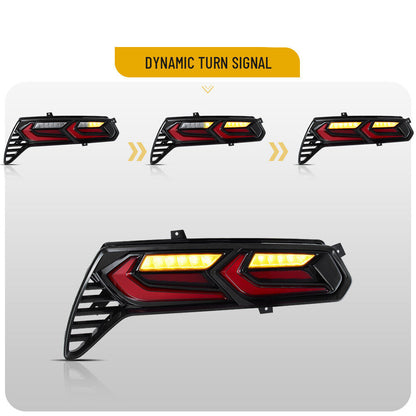 2014-19 C7 Corvette C8 Style Sequential Smoked LED Rear Tail Lights