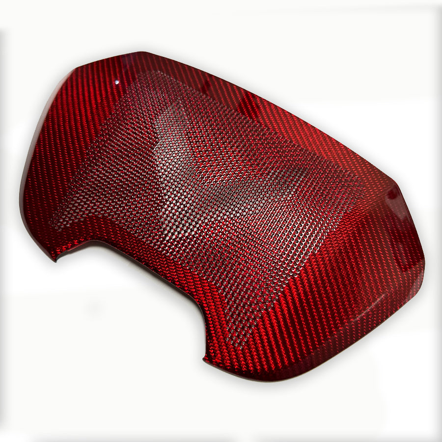 C8 Corvette Carbon Fiber Interior Subwoofer Speaker Cover | Black / Red Carbon