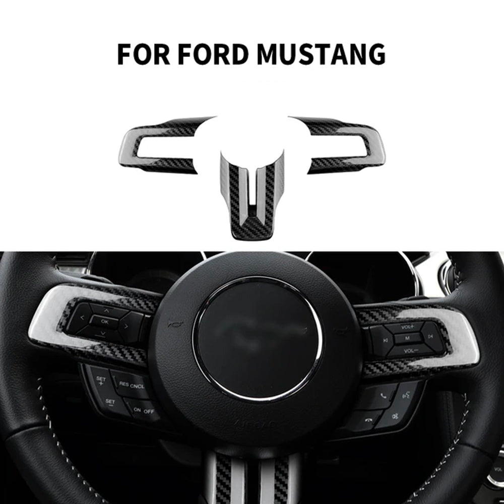 2015-24 Mustang Real Carbon Fiber Steering Wheel Trim Cover Kit