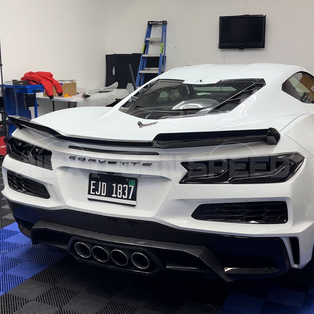 C8 Corvette Z06 Extended Carbon Fiber Rear Wing Spoiler | Next-Gen Carbon