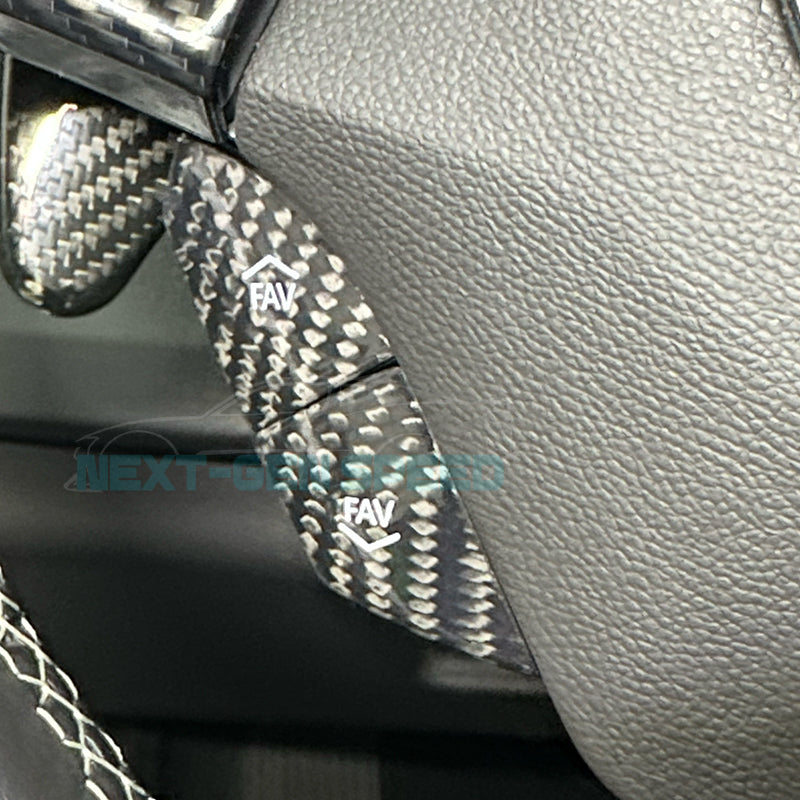 2016 - 24 Camaro Carbon Fiber Steering Volume / Fav Button Covers (Black/Red)
