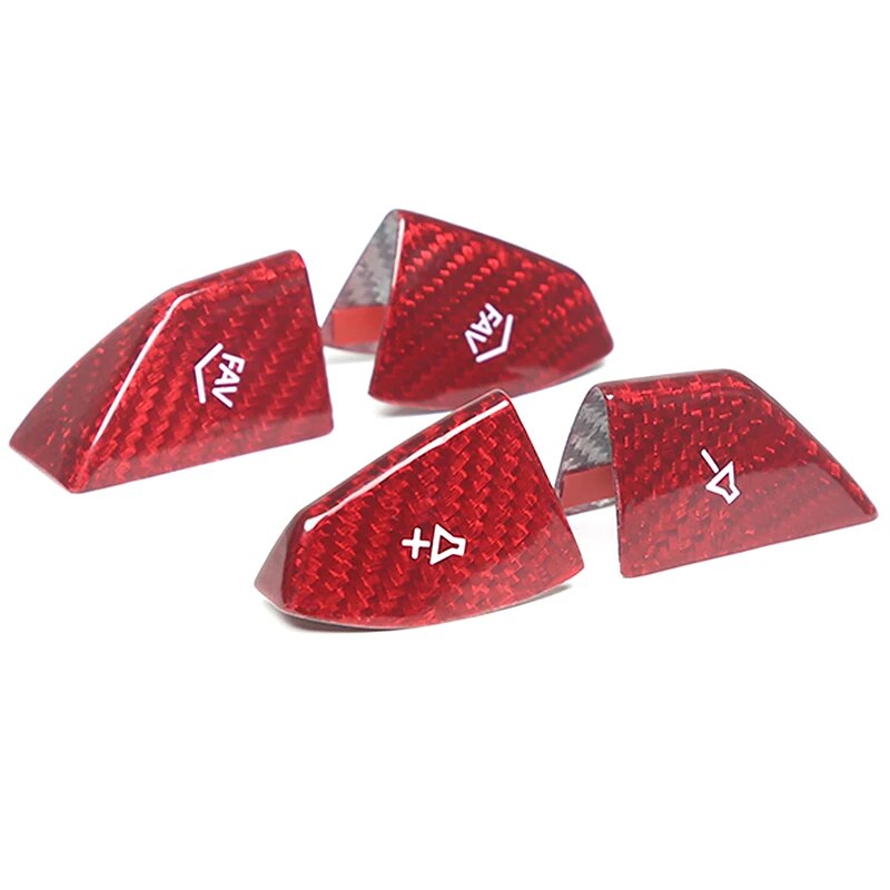 2016 - 24 Camaro Carbon Fiber Steering Volume / Fav Button Covers (Black/Red)