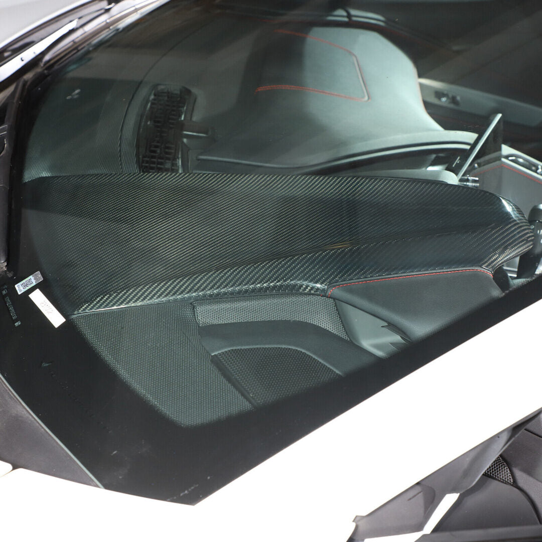 C8 Corvette Carbon Fiber Upper Dash Pad Cover | Black / Red