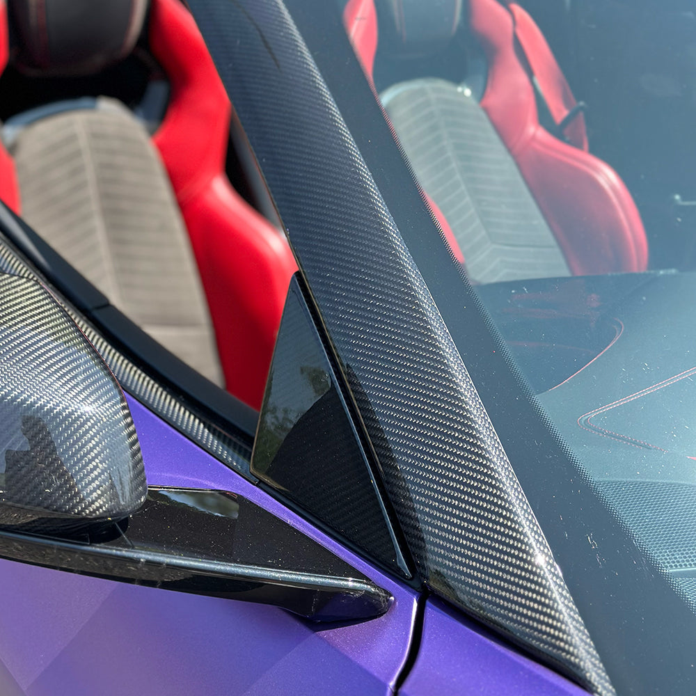 C8 Corvette Carbon Fiber Exterior Windshield Pillar Covers