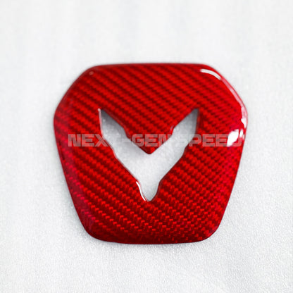 C8 Corvette Hard Carbon Fiber Center Steering Wheel Cover | Black / Red | Blue Carbon