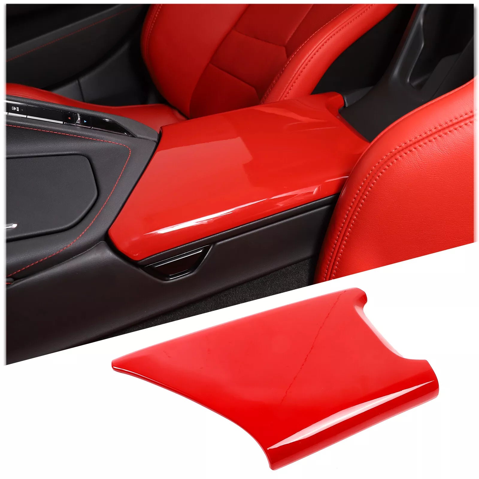 C8 Corvette Red Interior ABS Center Console Lid Cover