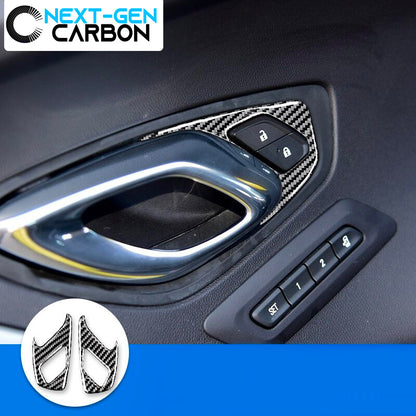 2016 - 24 6th Gen Camaro Carbon Fiber Interior Door Lock Trim Covers | Next-Gen Carbon image 0