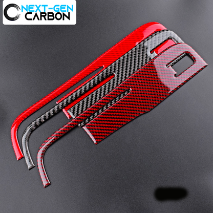 2010 - 12 Camaro Real Carbon Fiber Window Switch Panel Overlays (Coupe/Convertible) | Black / Red Carbon