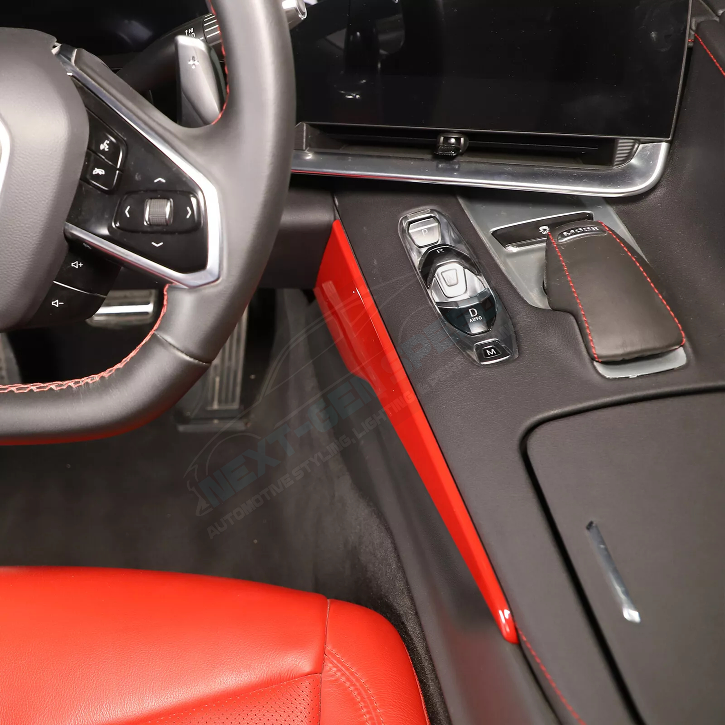C8 Corvette Red Interior ABS Center Console Side Panel Covers